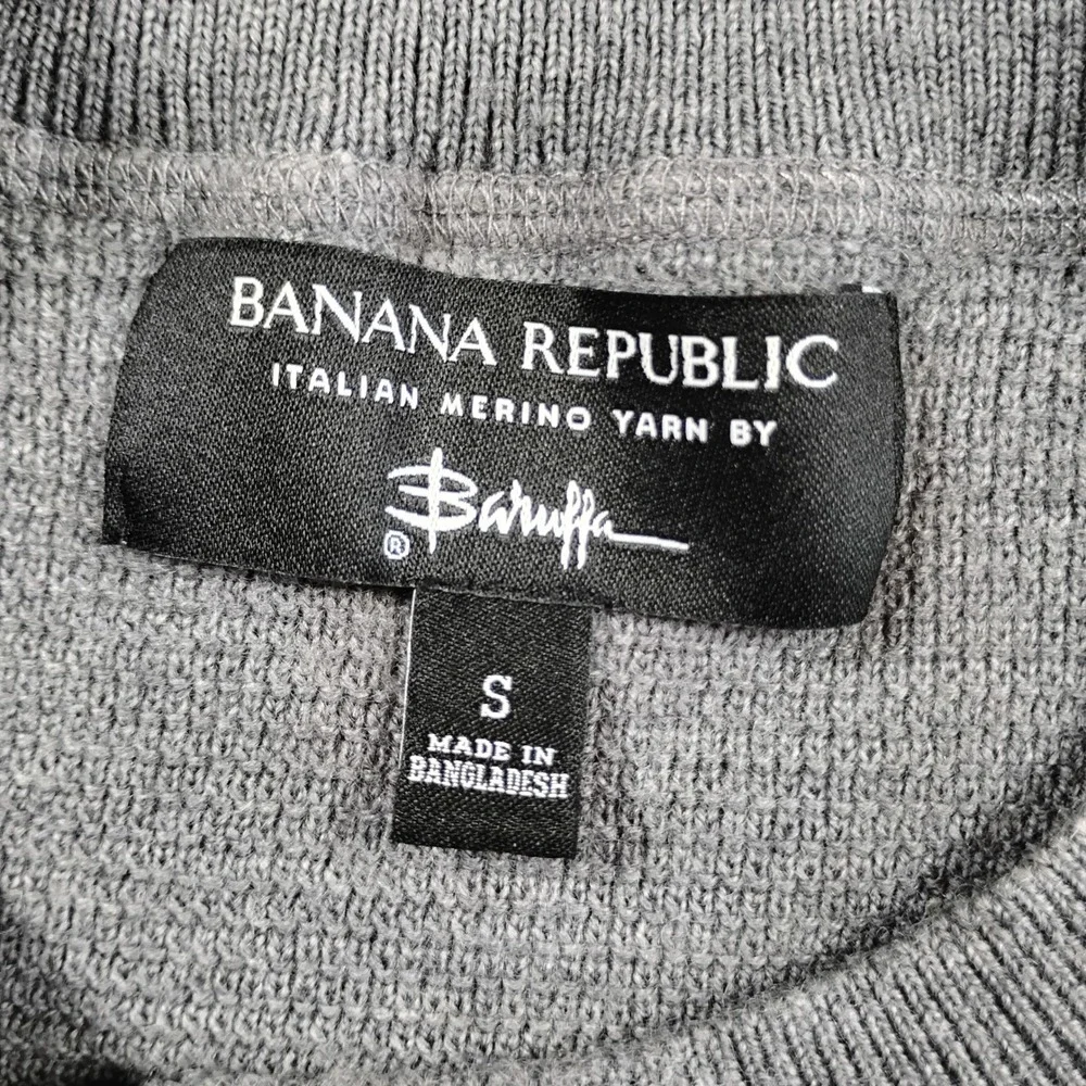 Banana Republic‎ Mens Baruffa Grey Merino Texture Wool Crew Neck Sweater Small